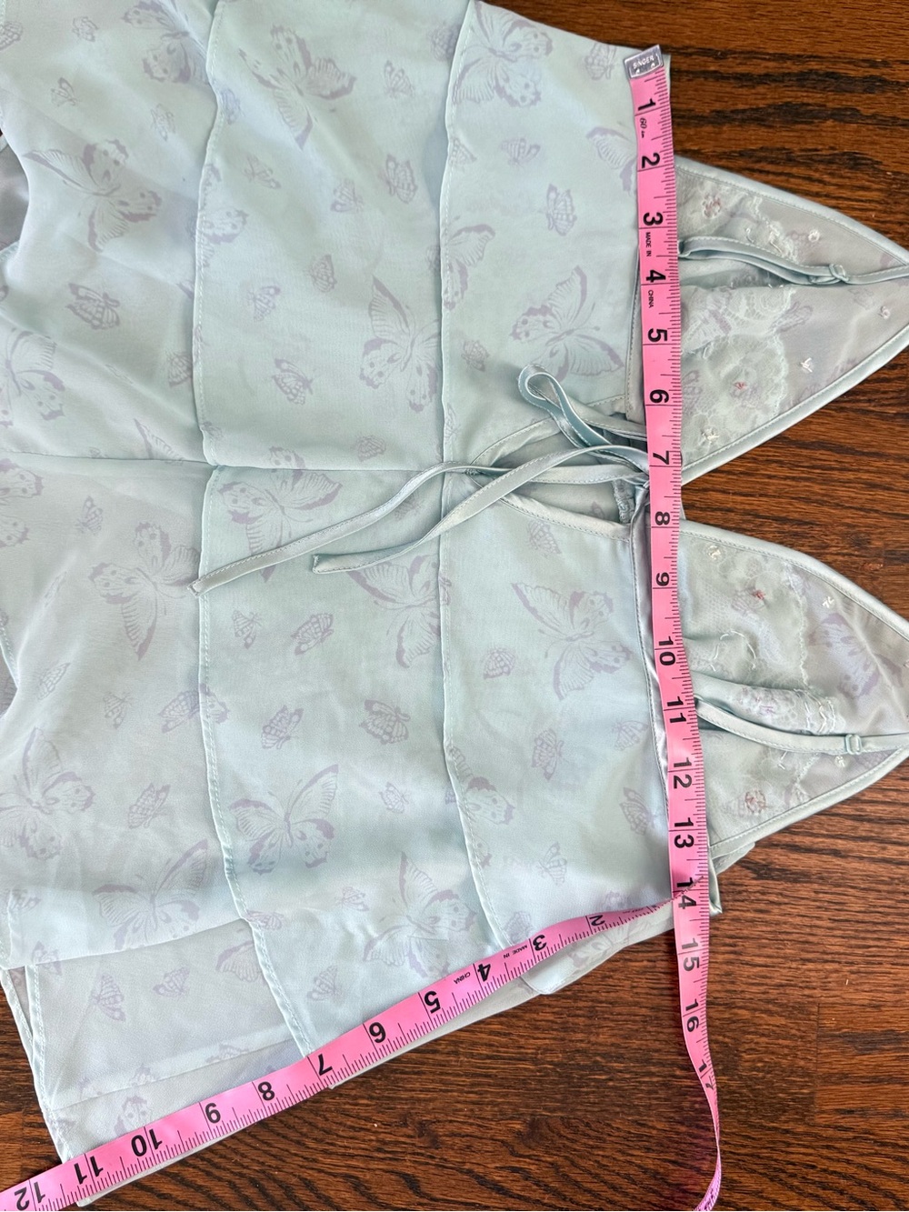 Y2K Victoria’s Secret Sheer Blue Butterfly Lingerie Empire Waist Camisole Top - Picture 5 of 10